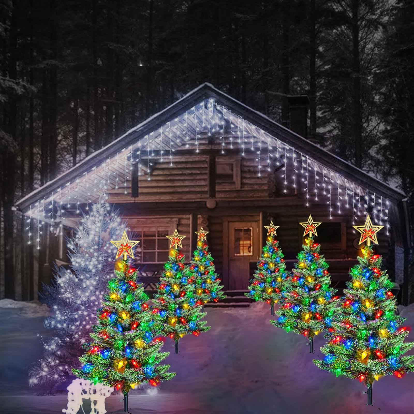 Pre-Lit Christmas Tree with 100 Multicolor LED Solar Lights