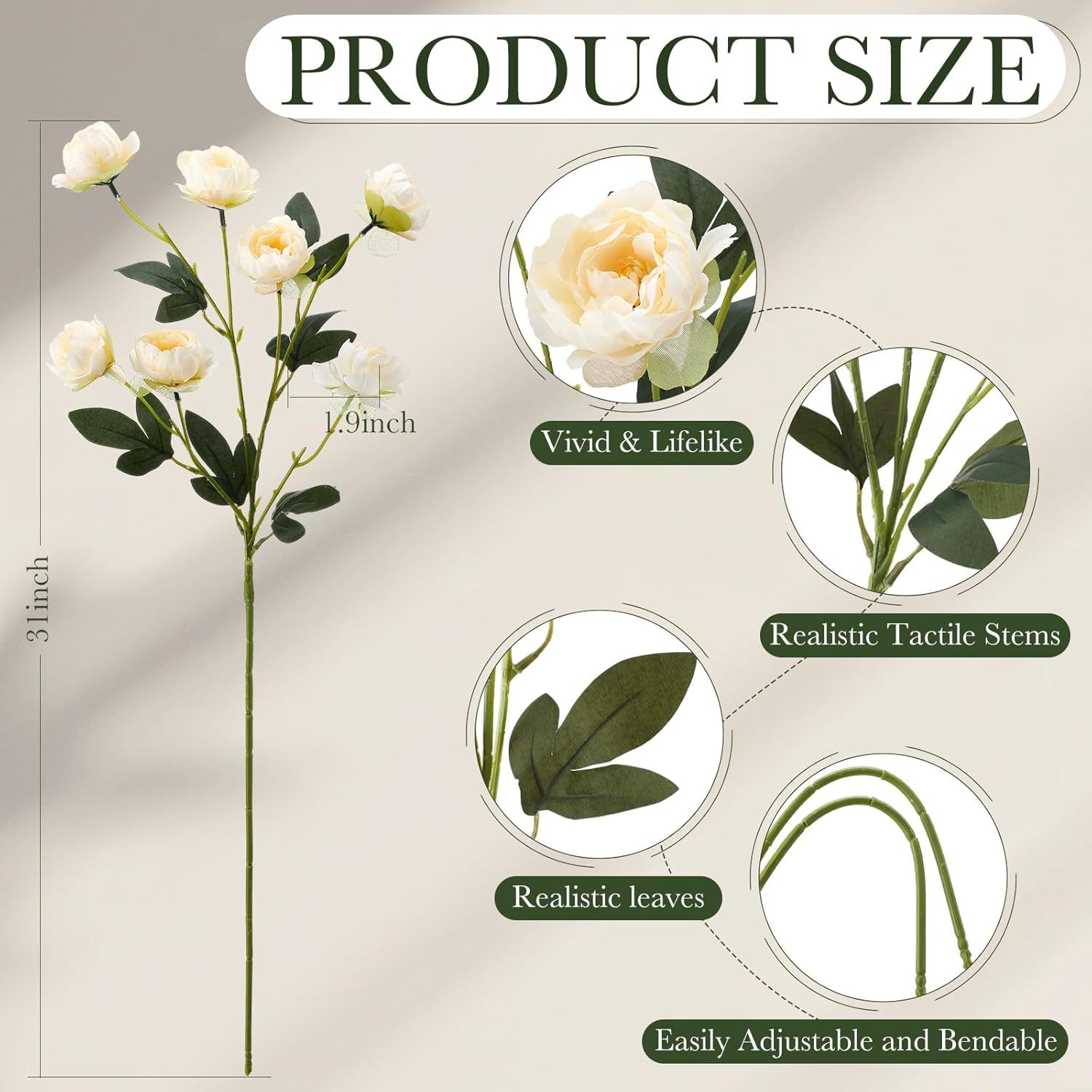 Artificial Peony Stems for Vase Styling