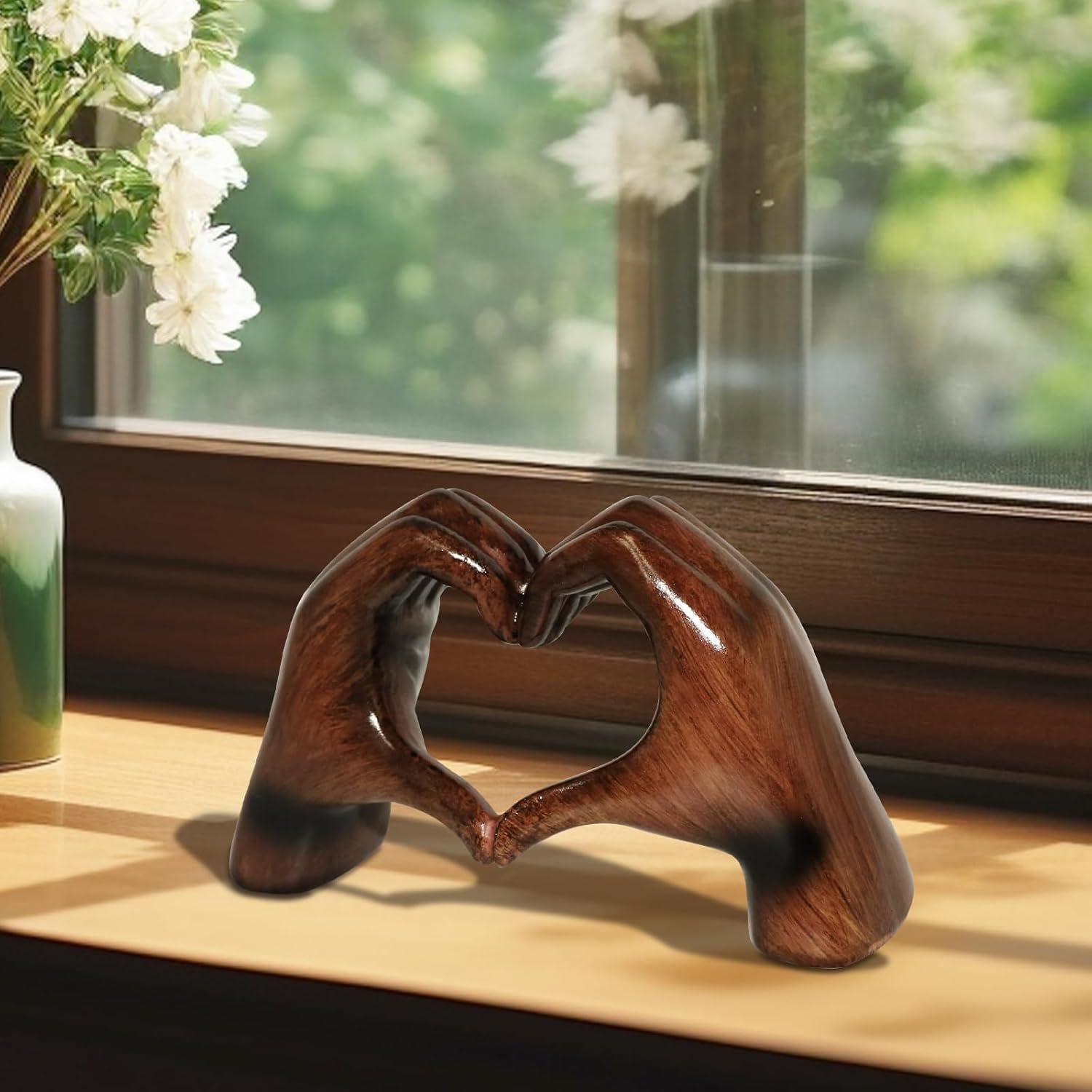 Love Hands Heart Sculpture for Tabletop Decor