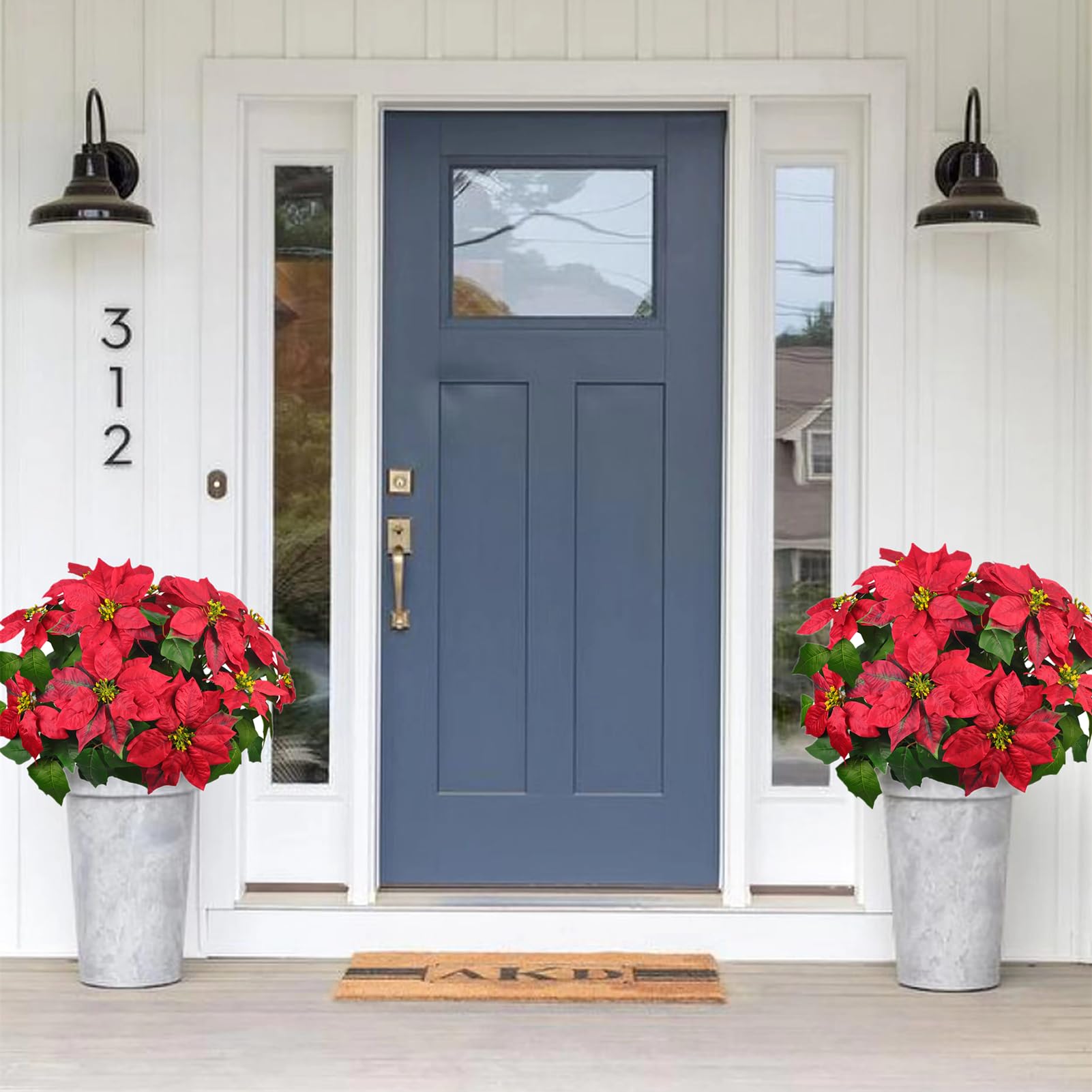 Artificial Christmas Poinsettia Topiary Tree
