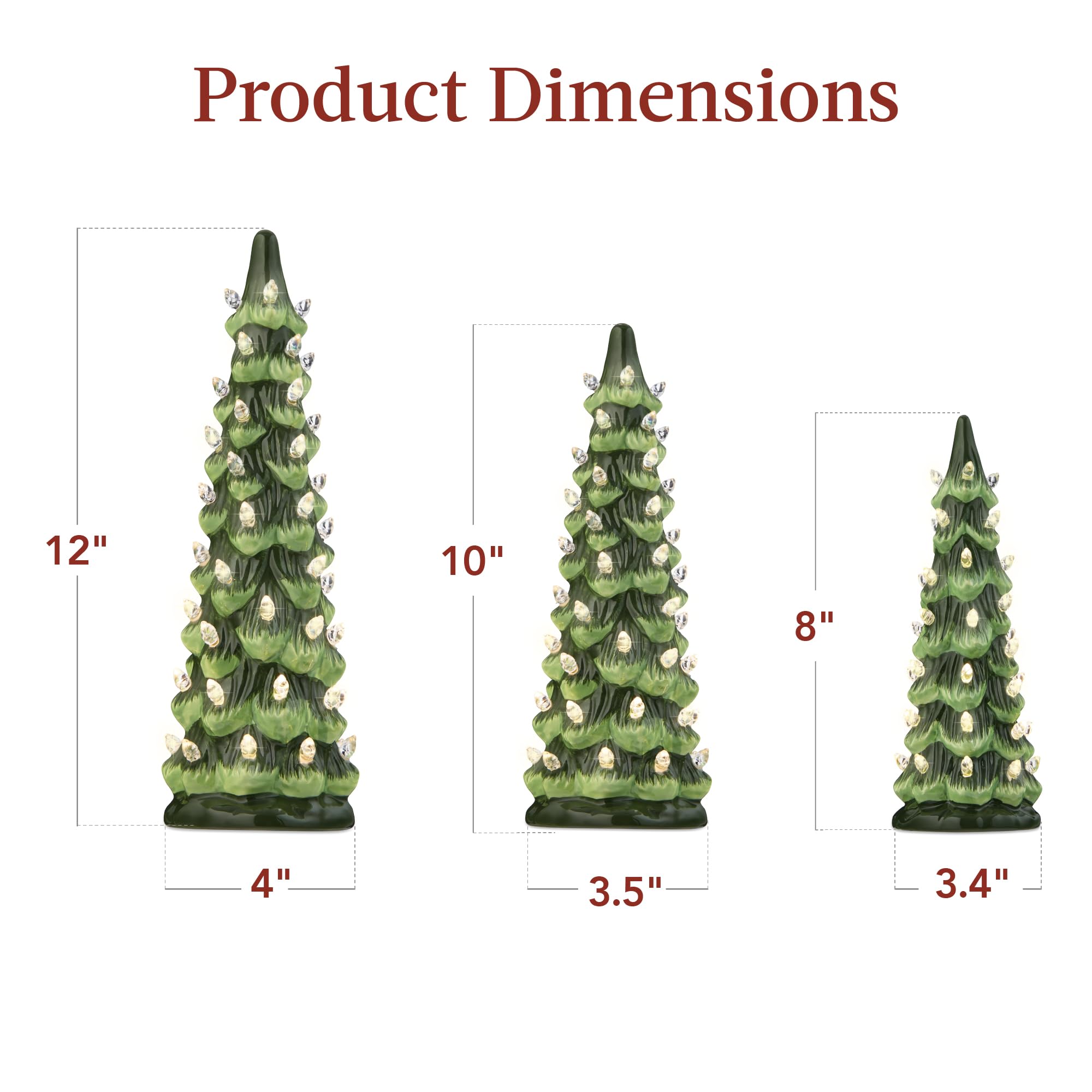 Pre-Lit Hand-Painted Tabletop Christmas Tree with Warm White LED Lights