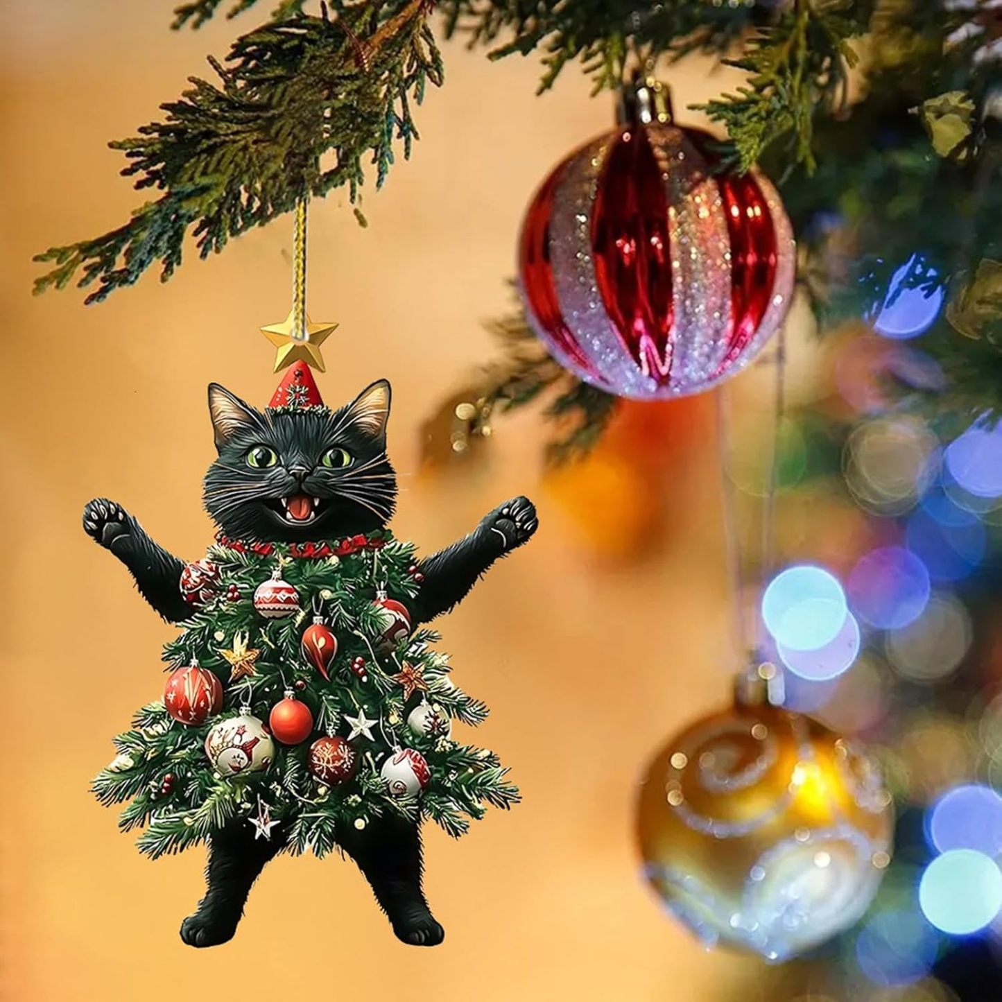 Cat Christmas Tree Ornament