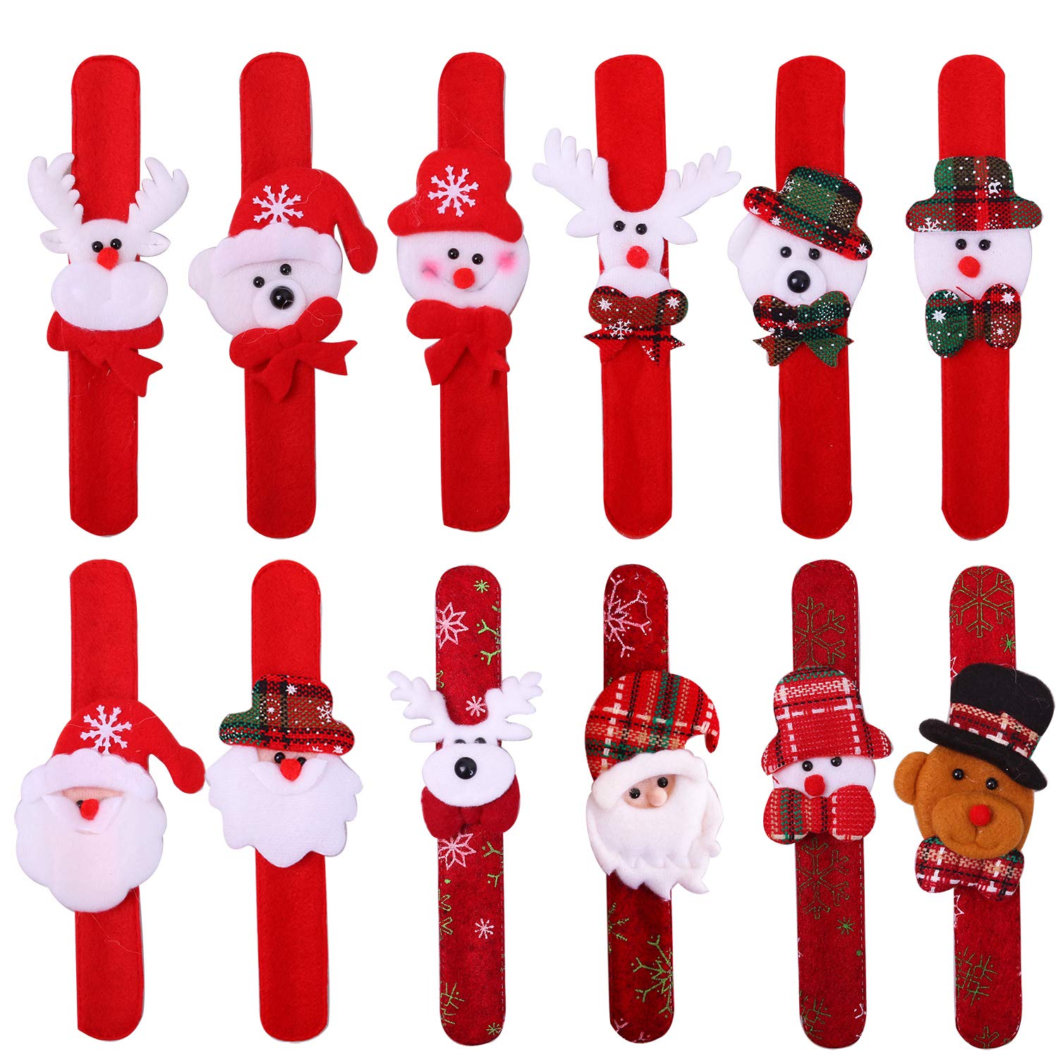 24 Pack Christmas Slap Bracelets Slap Bands Set