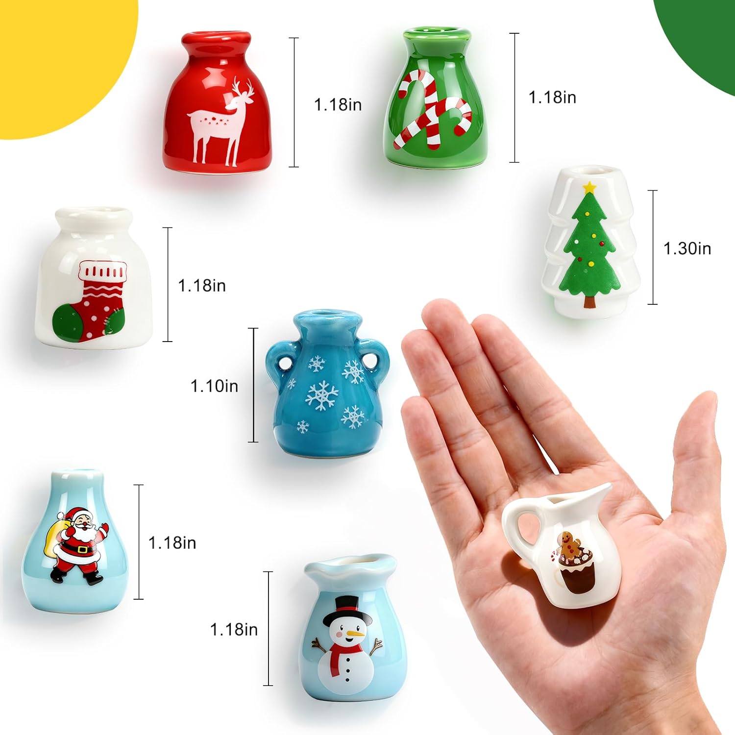 8 Pcs Cute 3D Mini Ceramic Vase Fridge Magnet Set
