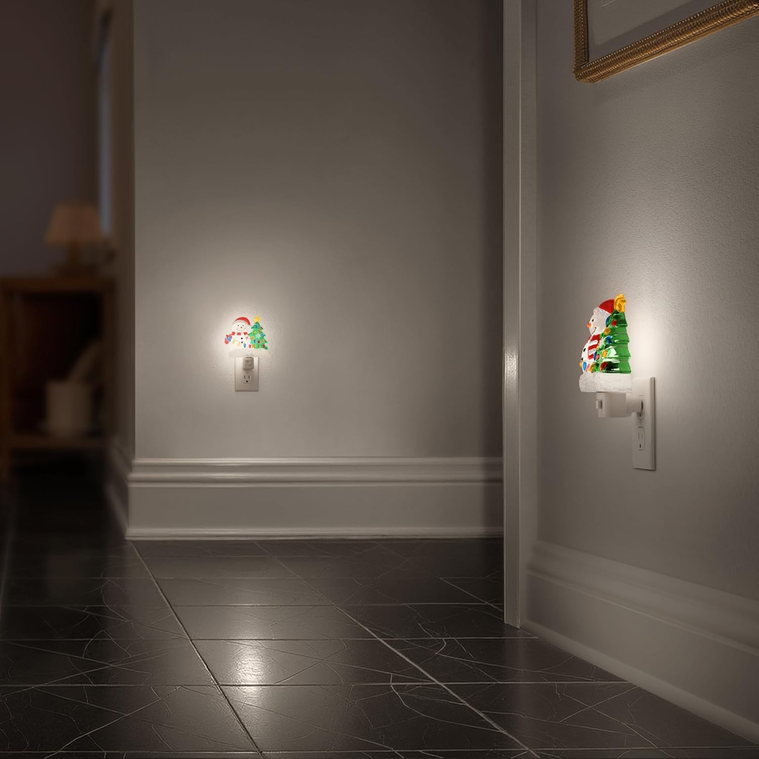 Snowman Christmas Tree Night Light Plug In Wall Light