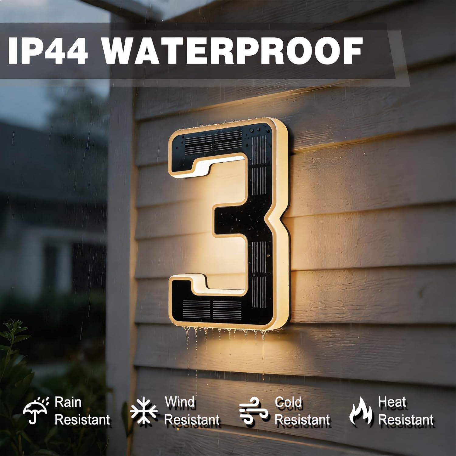 Modern Solar LED Illuminated House Number