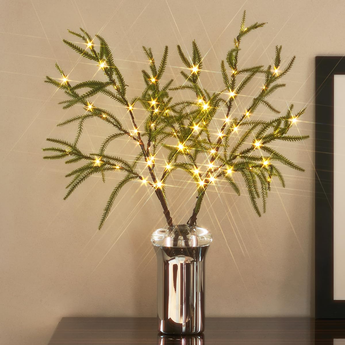 Pre-lit Norfolk Pine Branches with 60 Fairy Lights & Timer
