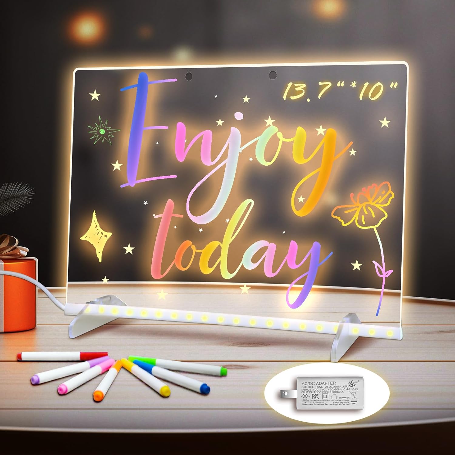 Light-Up LED Note Board with 7 Colors and 7 Markers