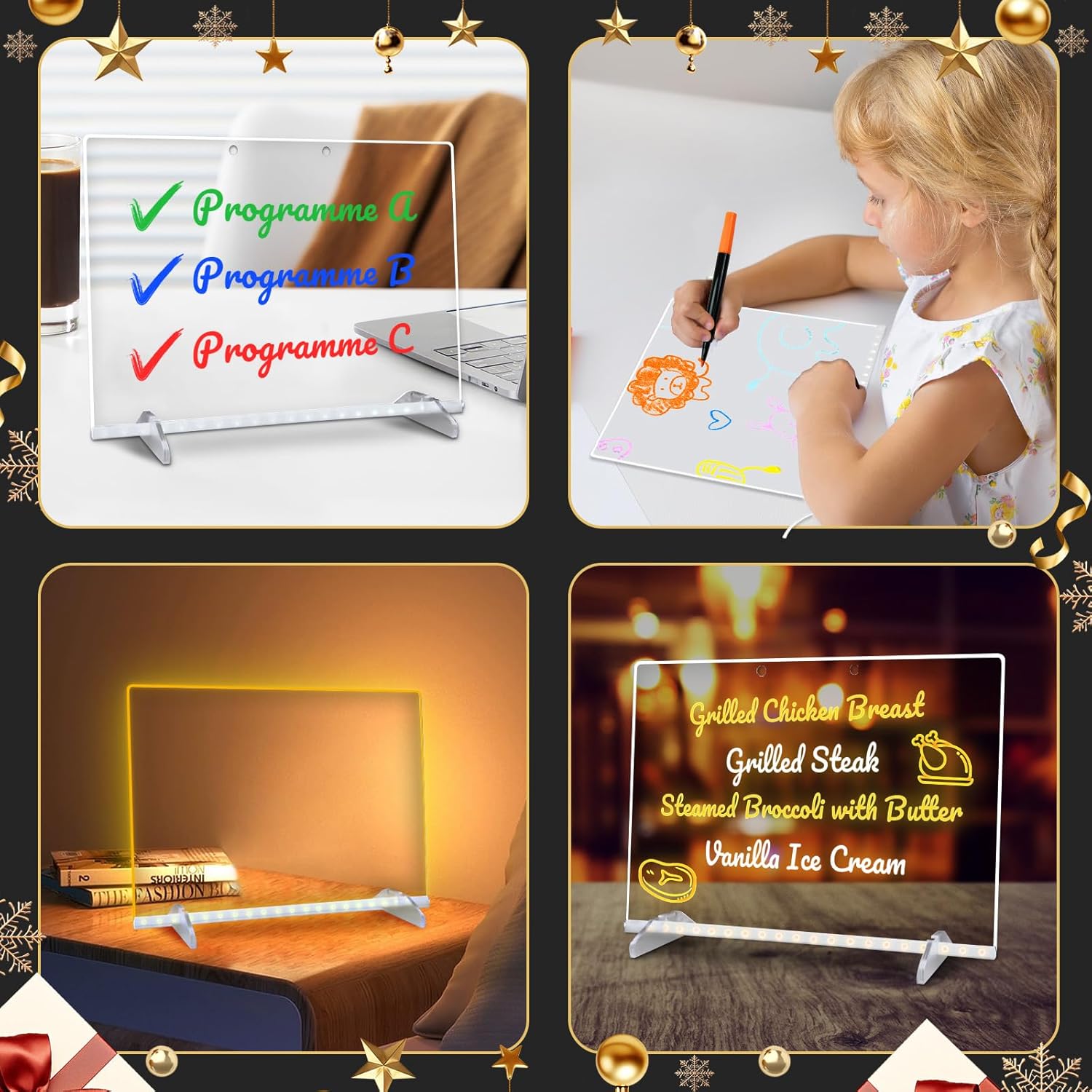 Light-Up LED Note Board with 7 Colors and 7 Markers