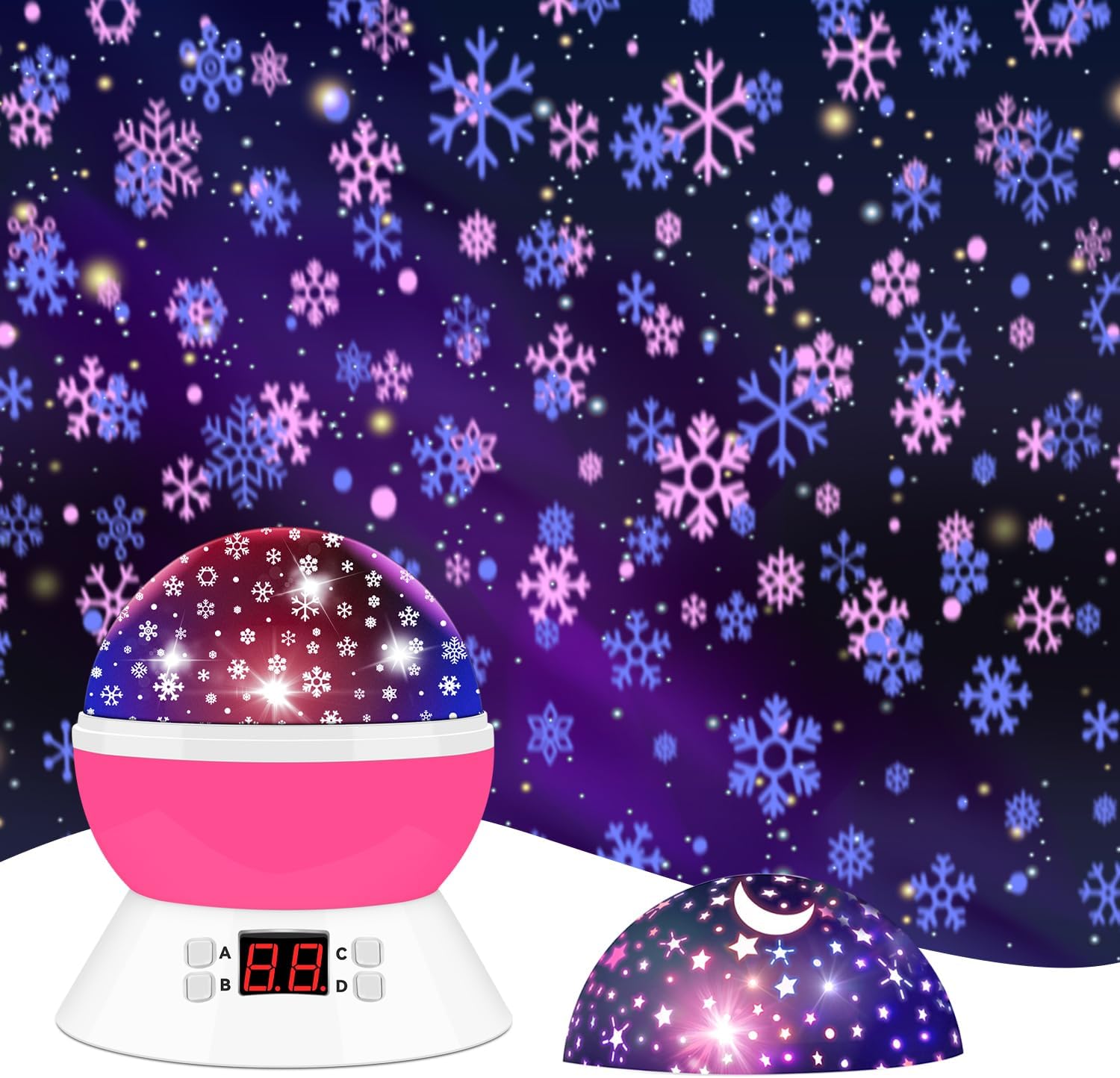 Snowflake Projector Night Light with Timer