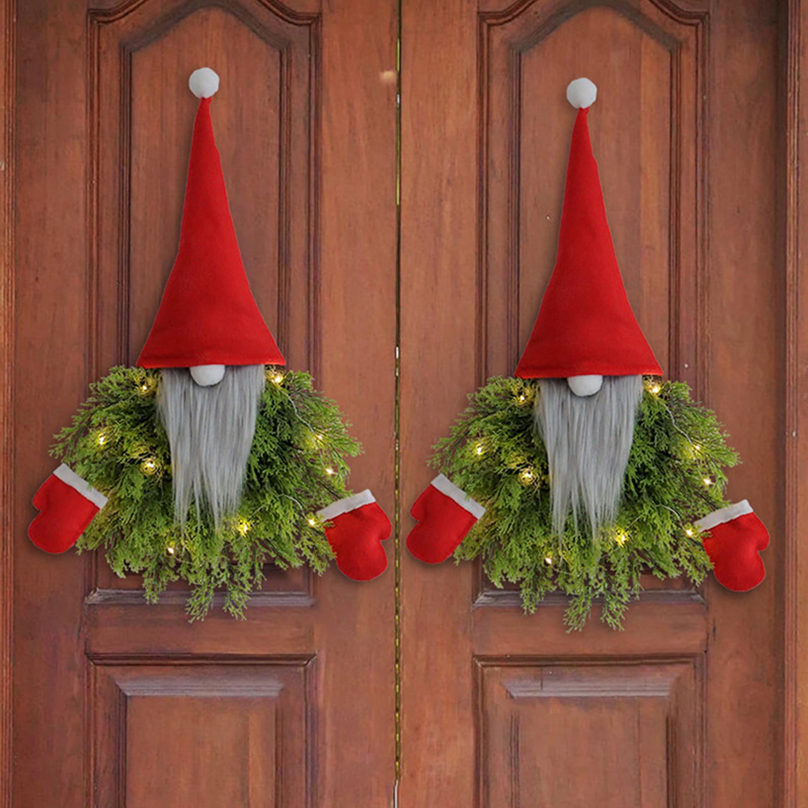 Christmas Gnome Wreath with LED Lights