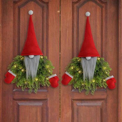 Christmas Gnome Wreath with LED Lights