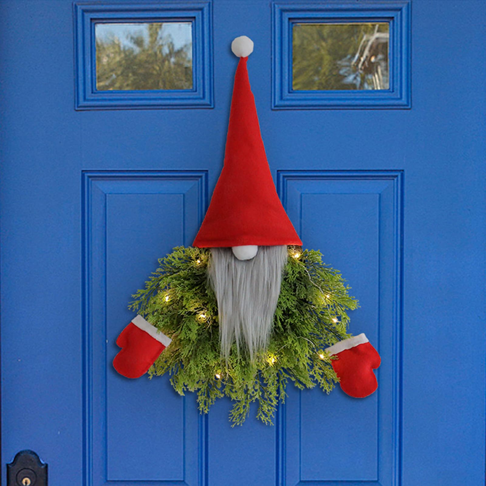 Christmas Gnome Wreath with LED Lights