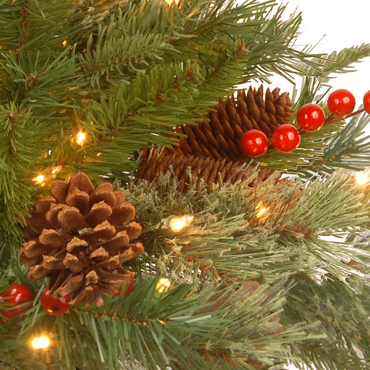 Pre-lit Artificial Xmas Tree with Cones & Red Berries