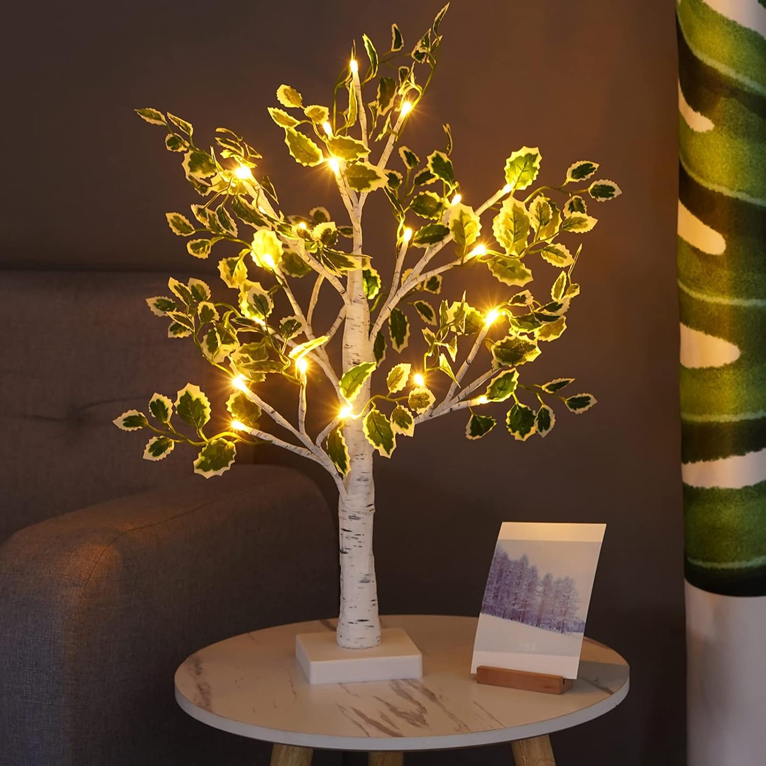 Birch Tree LED Table Lamp Warm White Tabletop Decor