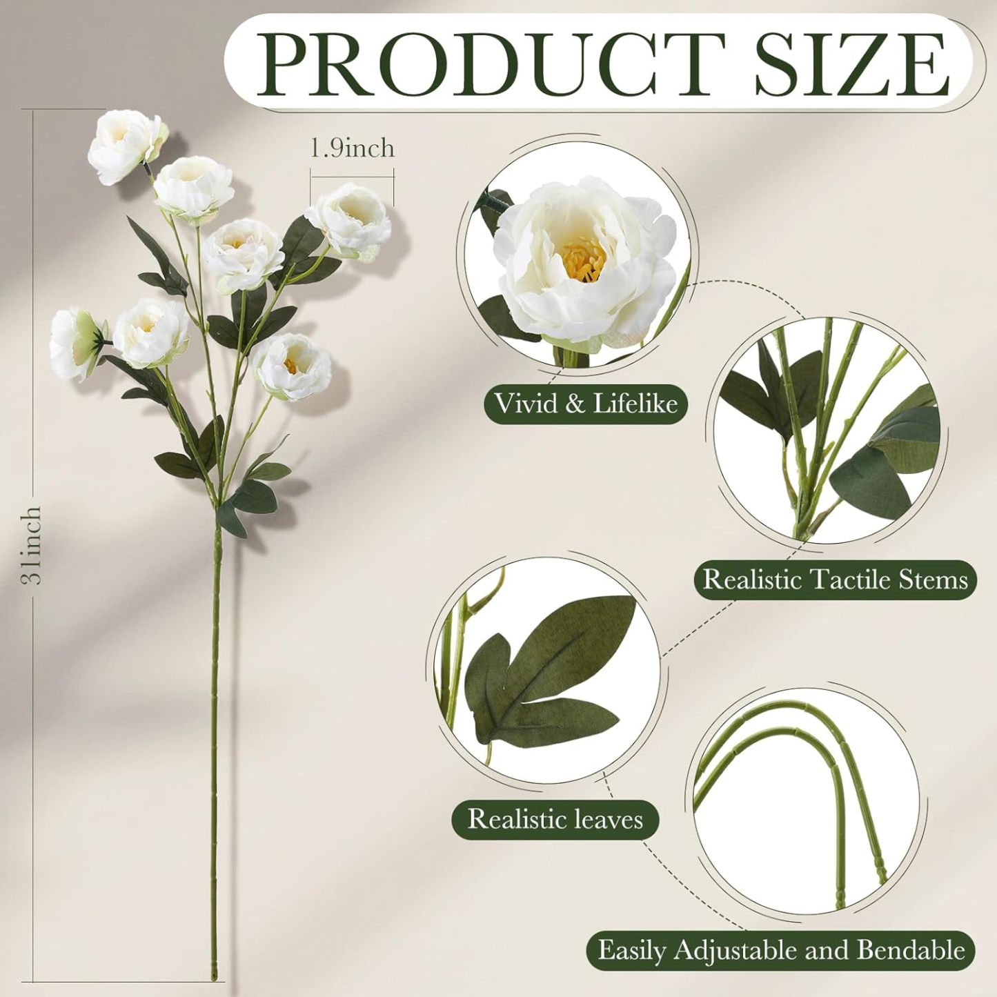 Artificial Peony Stems for Vase Styling