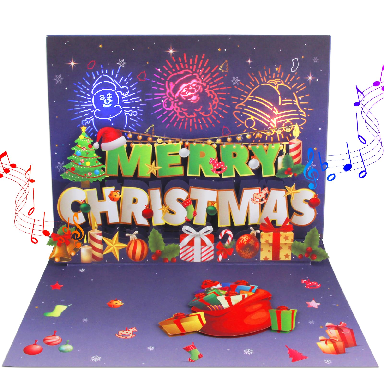 LIGHTS & MUSIC 3D Pop Up Firework Christmas Card