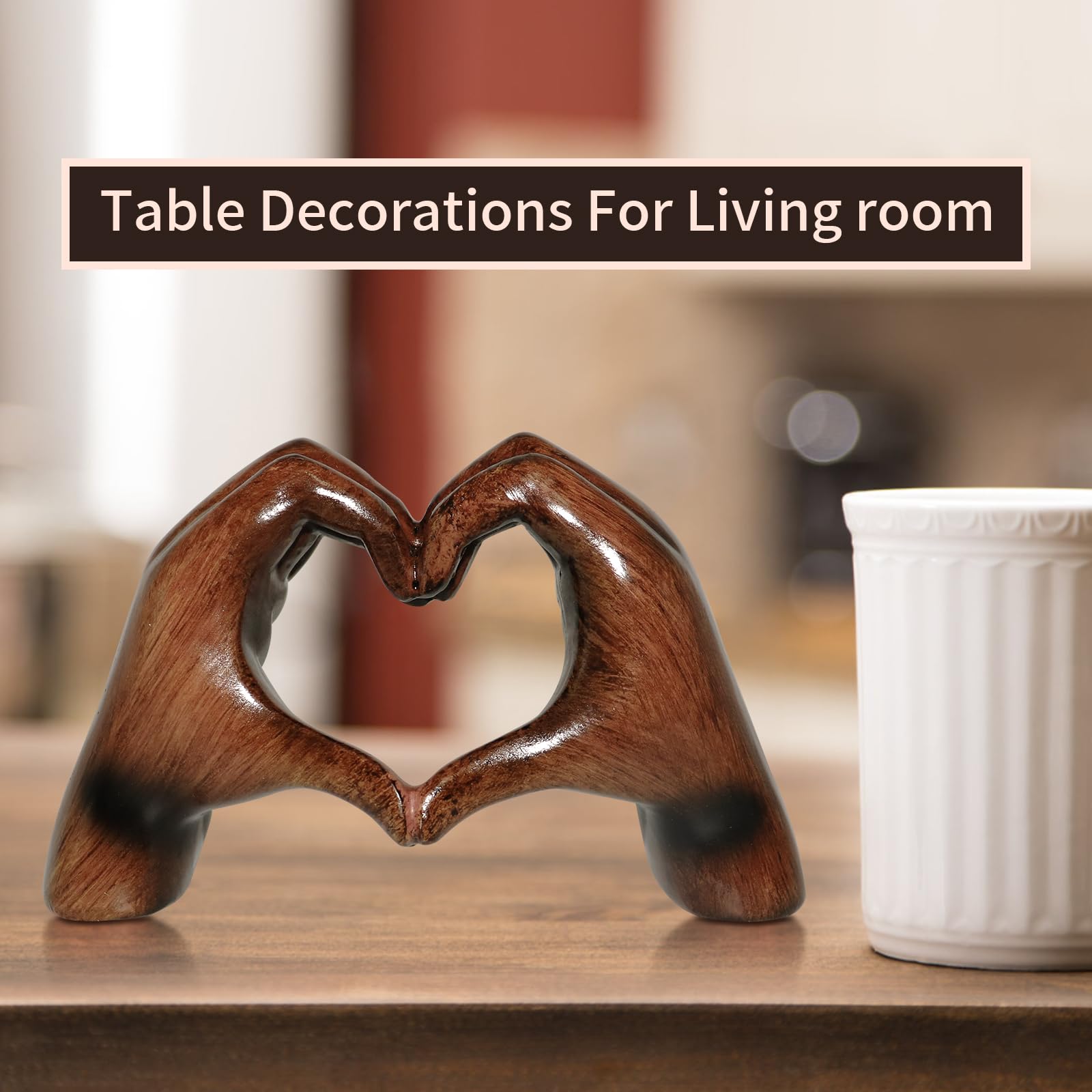 Love Hands Heart Sculpture for Tabletop Decor