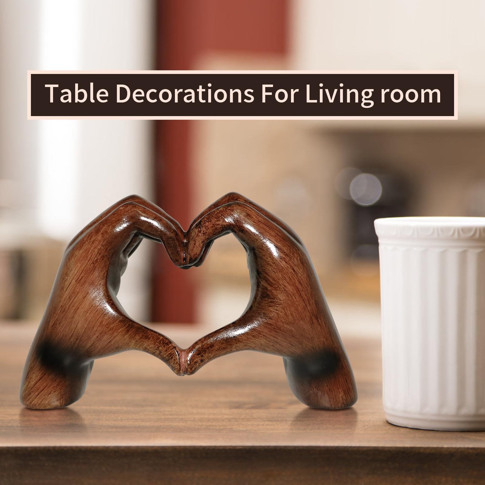 Love Hands Heart Sculpture for Tabletop Decor