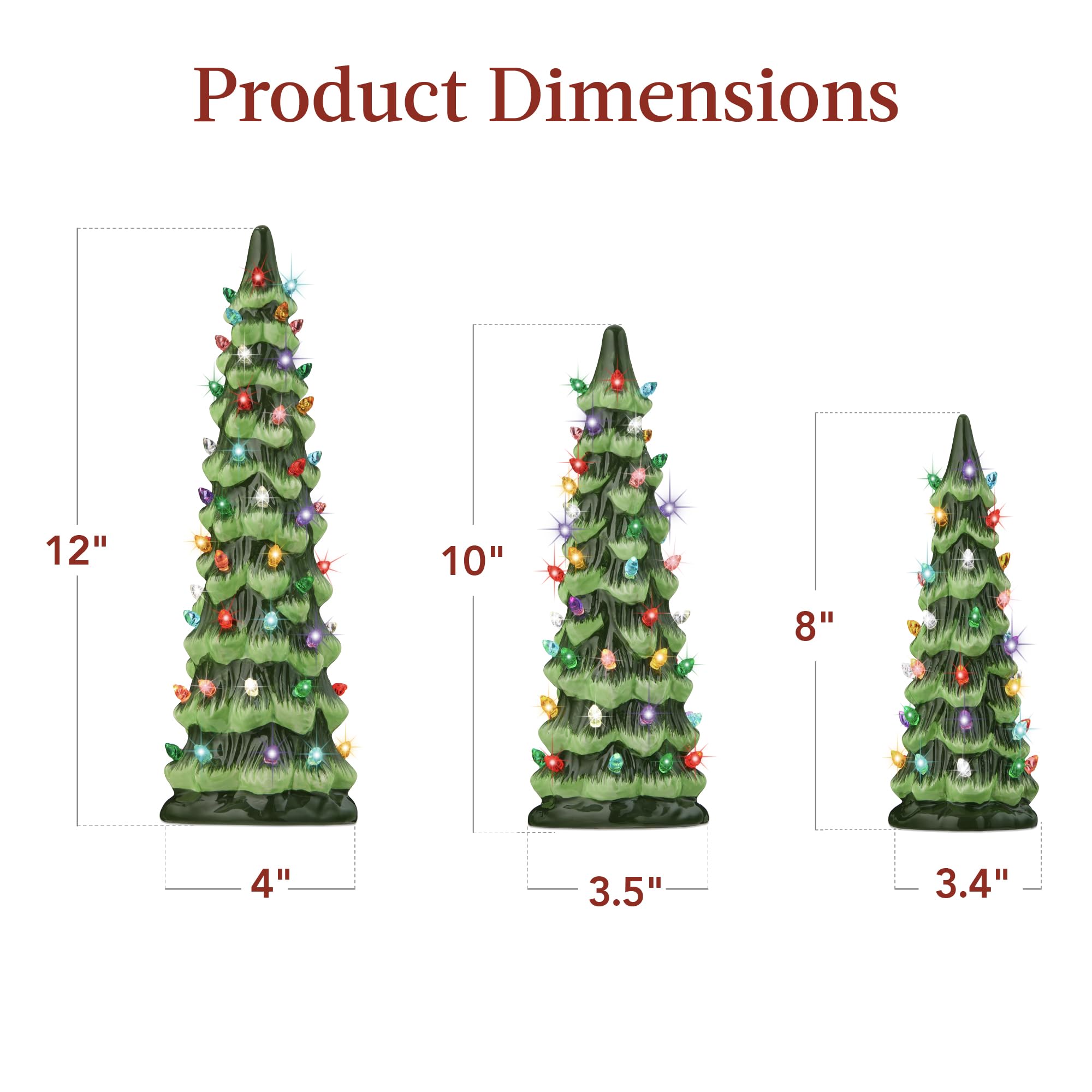Pre-Lit Hand-Painted Tabletop Christmas Tree with Warm White LED Lights
