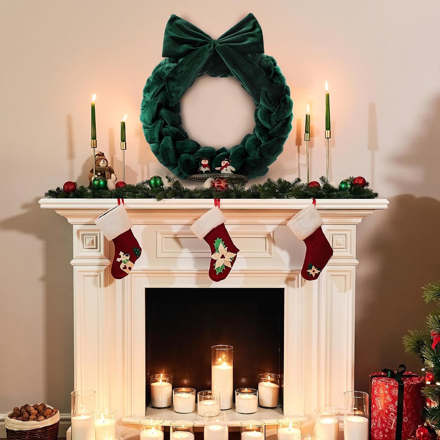 Velvet Christmas Wreaths with Bow