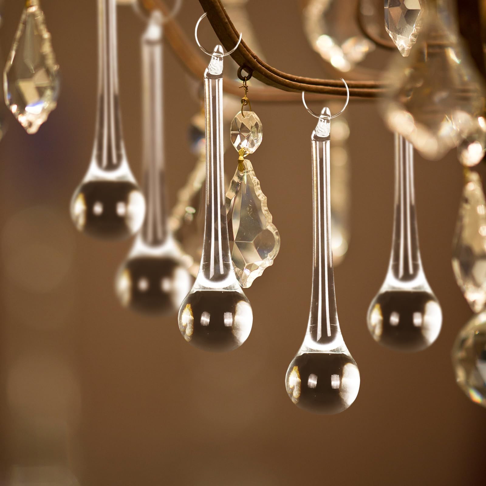 40Pcs Clear Teardrop Crystal Hanging Ornaments for Christmas Tree