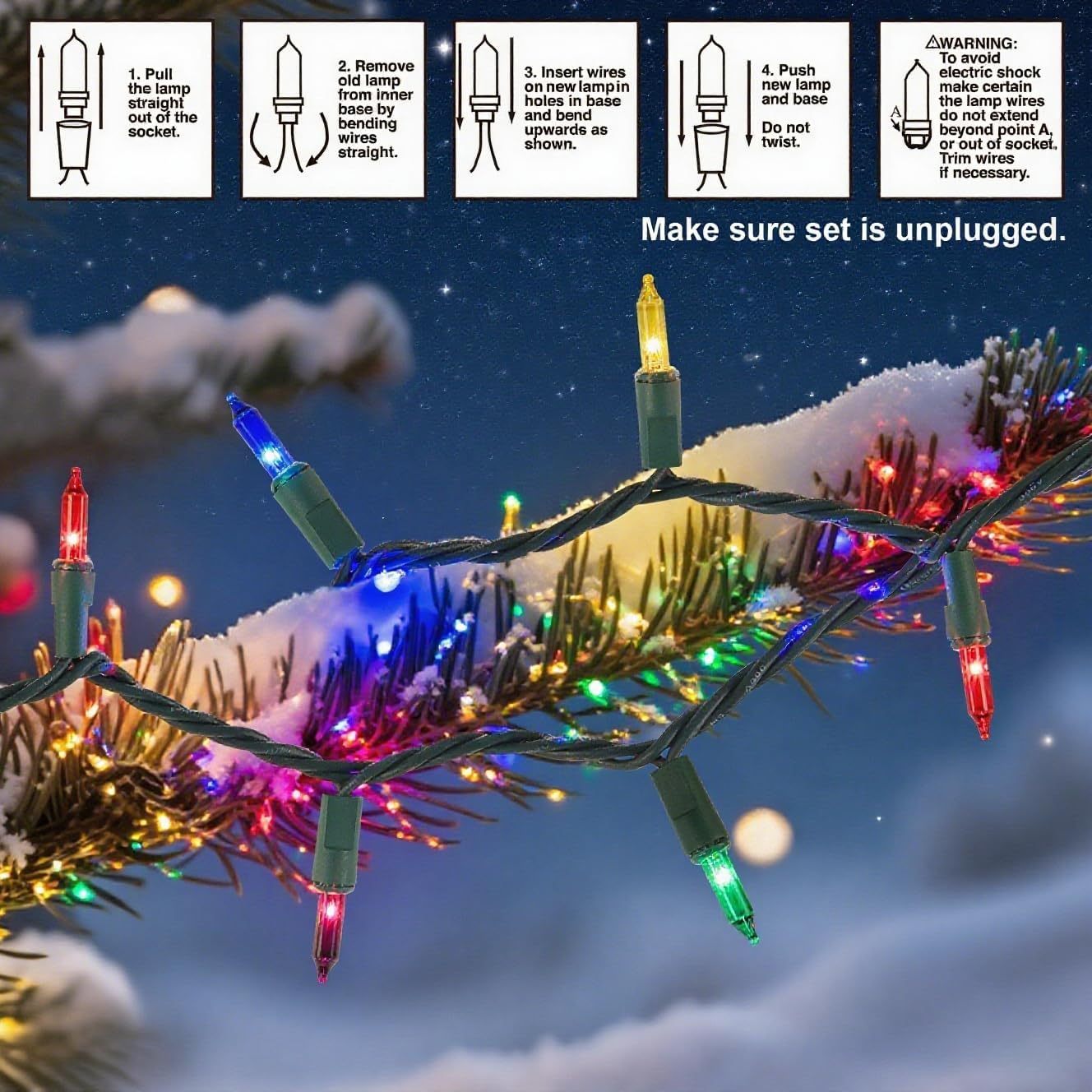 16FT/32FT Outdoor Christmas String Lights