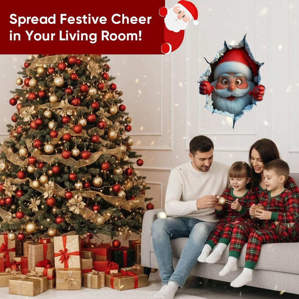 3 Pack 3D Santa Claus Christmas Wall Stickers