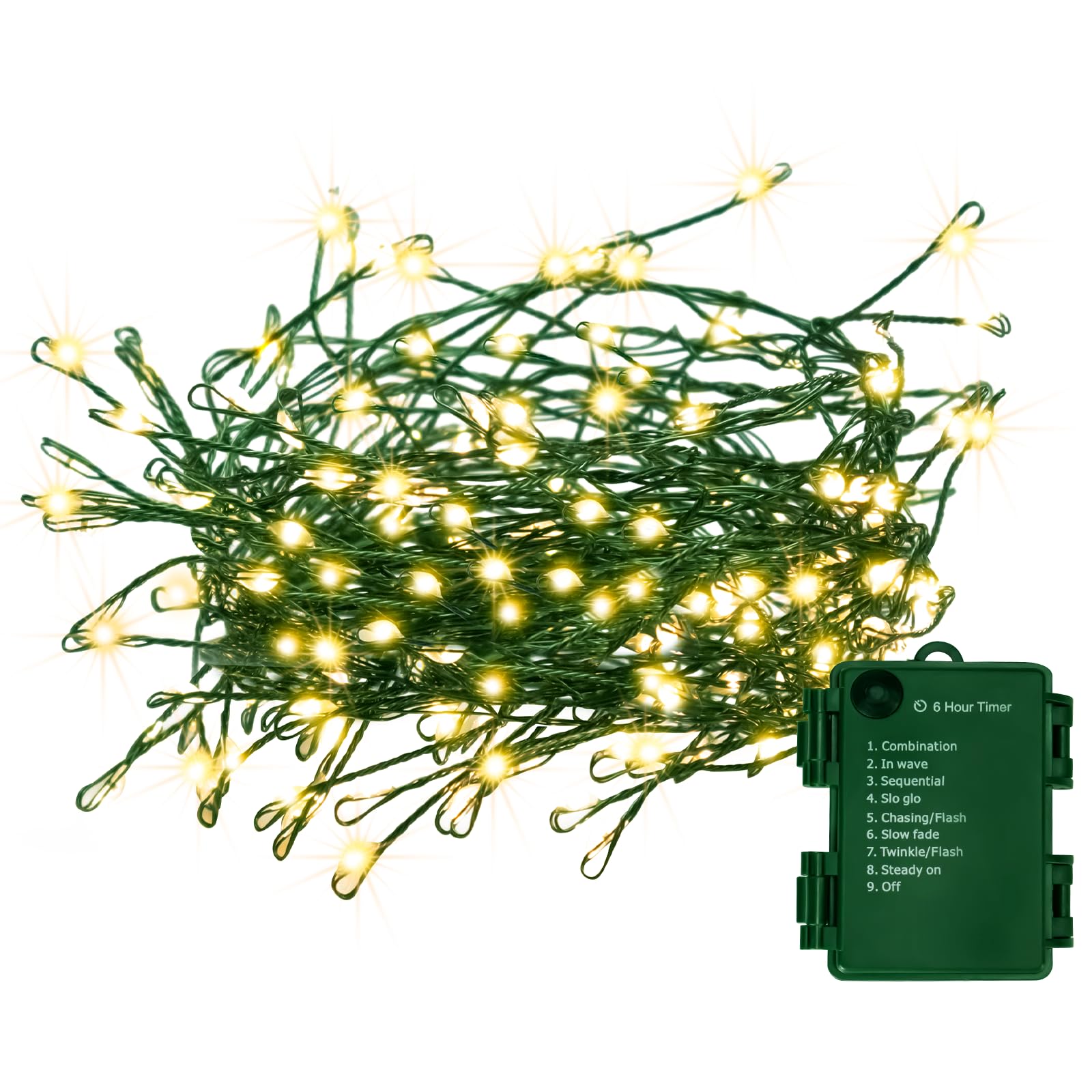 10FT 100 Micro LED Fairy Lights with Remote, 8 Modes & Timer