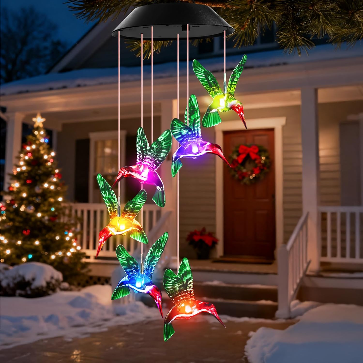 LED Color-Changing Hummingbird Wind Chimes