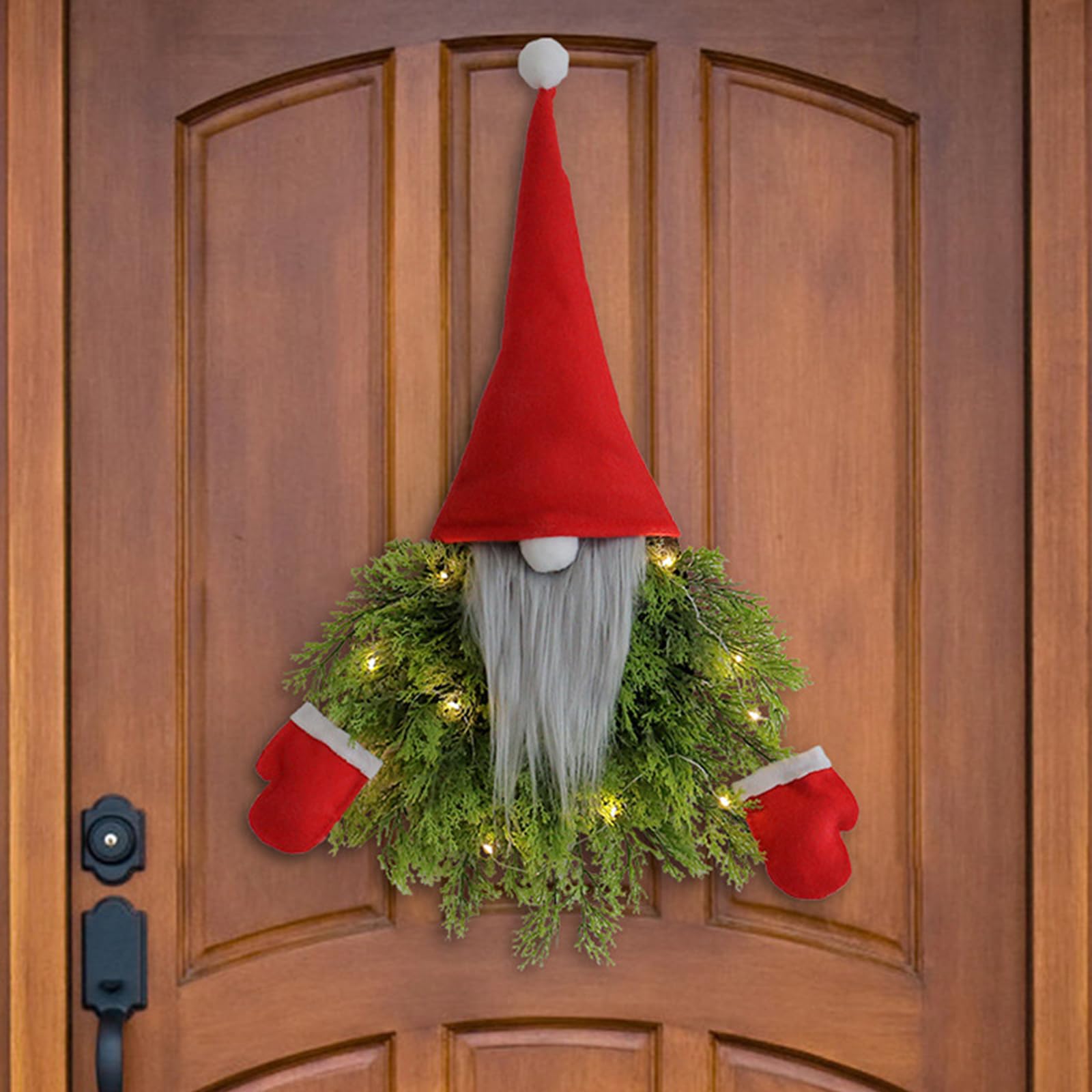 Christmas Gnome Wreath with LED Lights