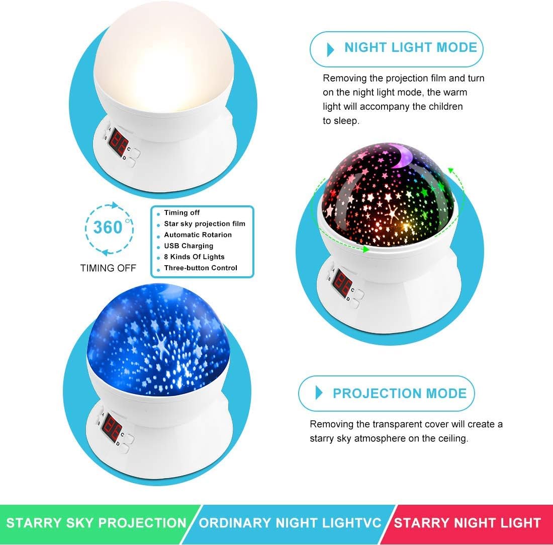 Snowflake Projector Night Light with Timer