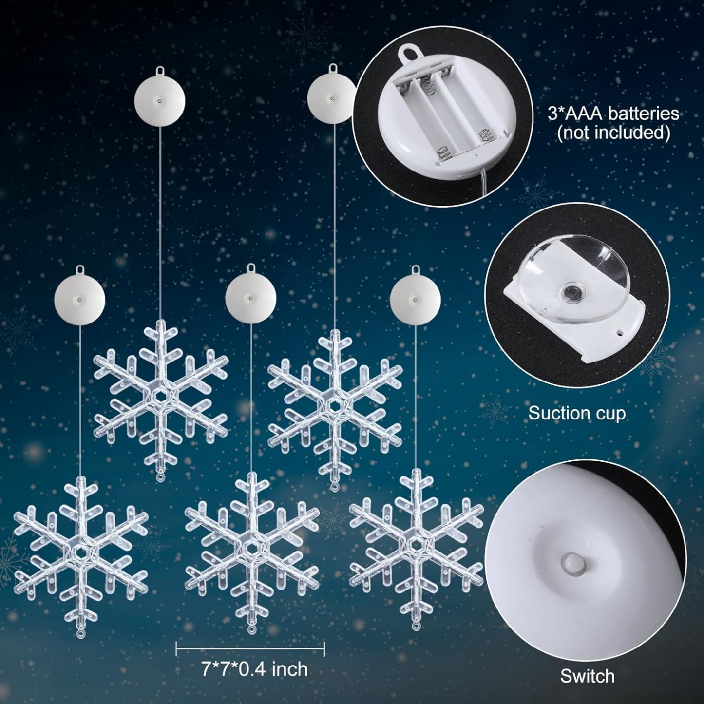 5-Pack Christmas Snowflake Window Lights with Timer
