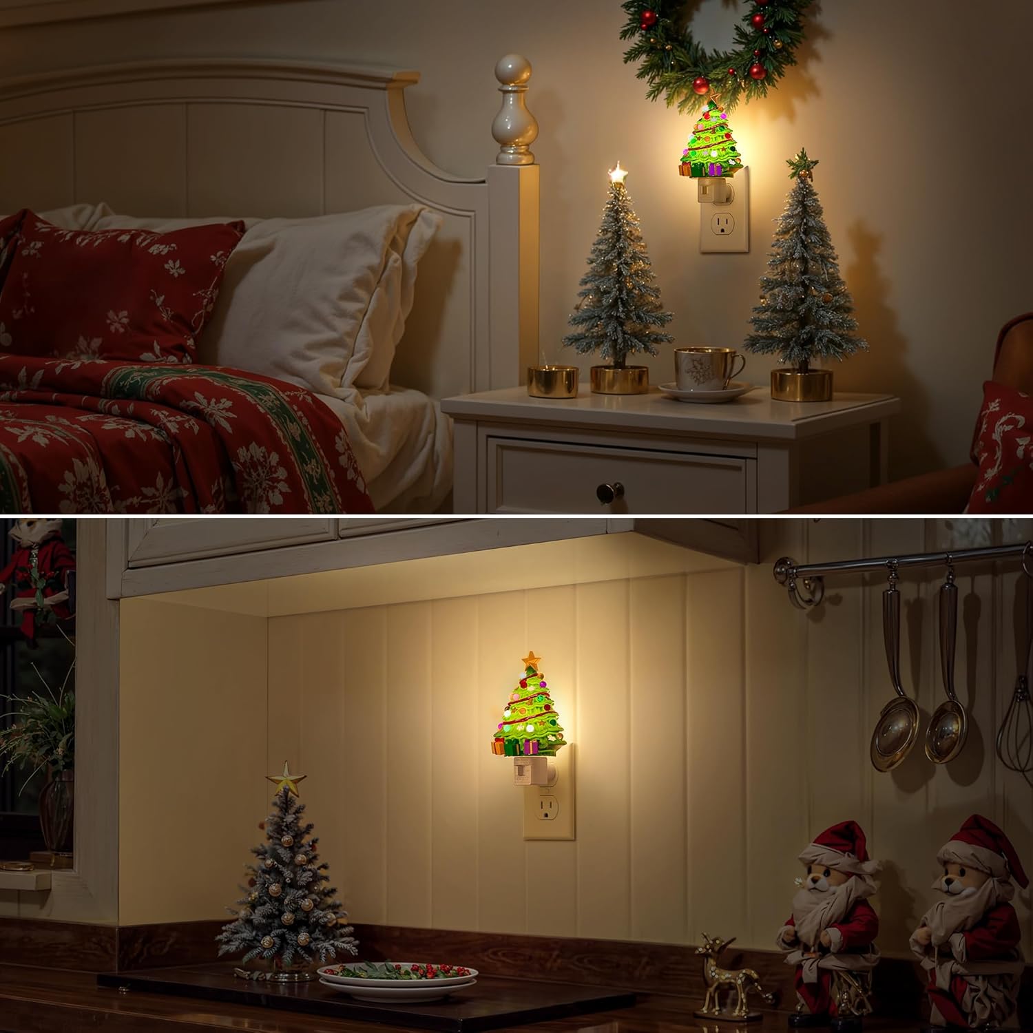 Snowman Christmas Tree Night Light Plug In Wall Light