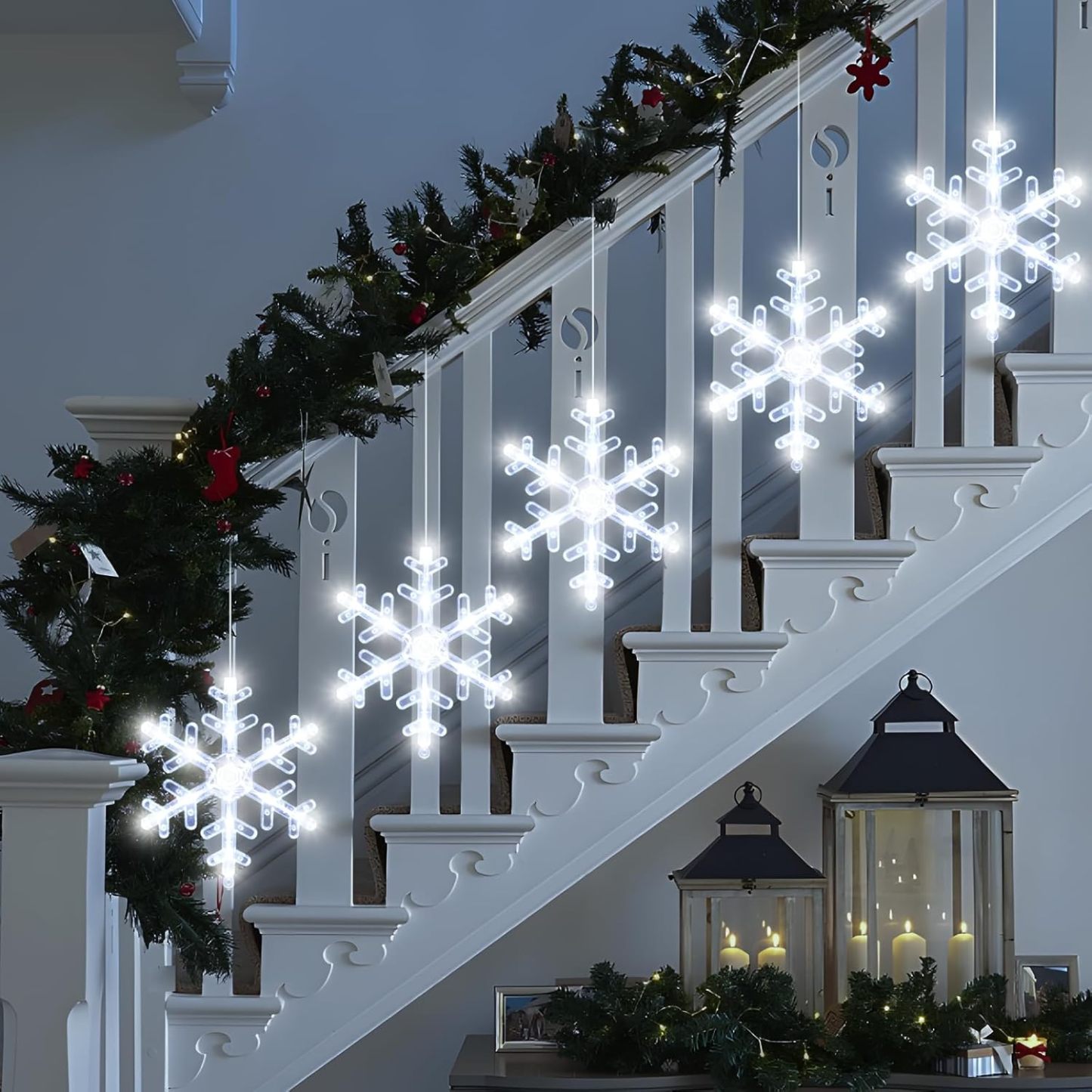 5-Pack Christmas Snowflake Window Lights with Timer