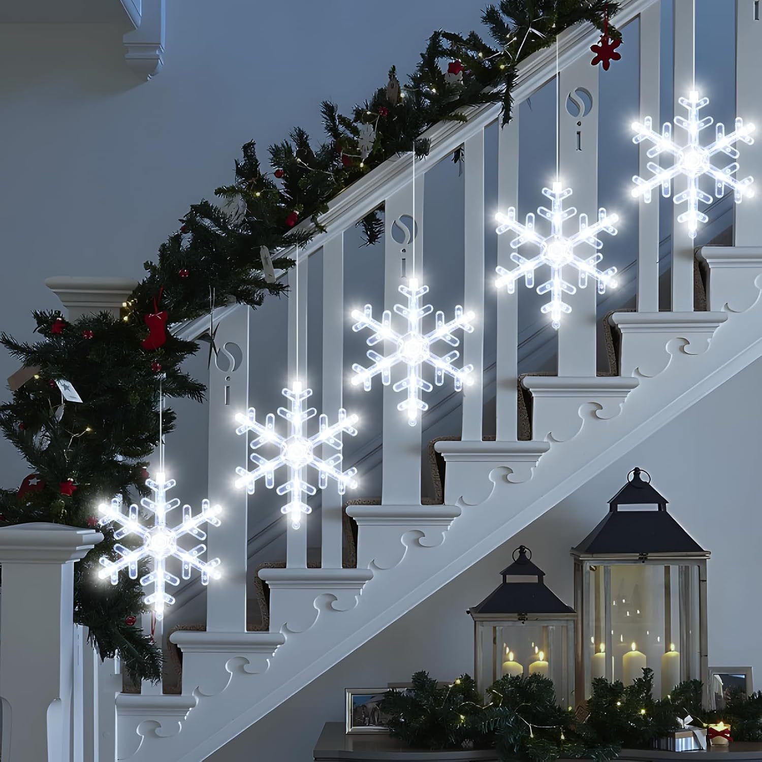 5-Pack Christmas Snowflake Window Lights with Timer