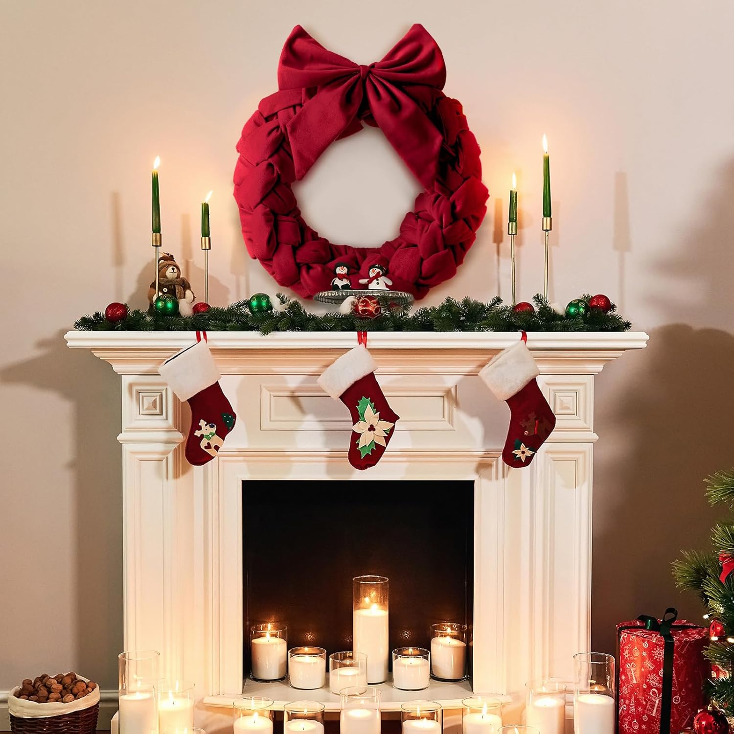 Velvet Christmas Wreaths with Bow