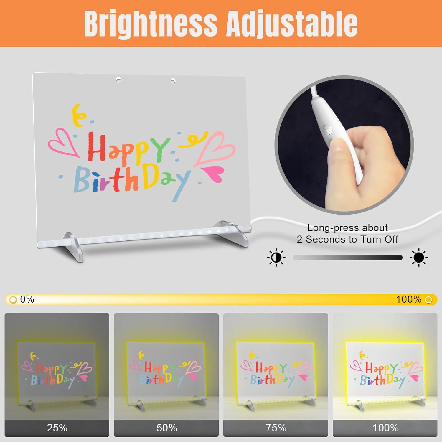 Light-Up LED Note Board with 7 Colors and 7 Markers