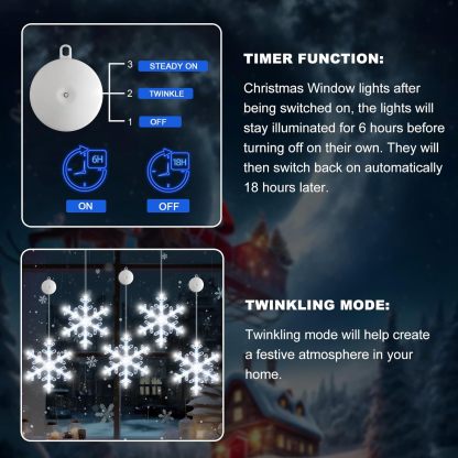 5-Pack Christmas Snowflake Window Lights with Timer