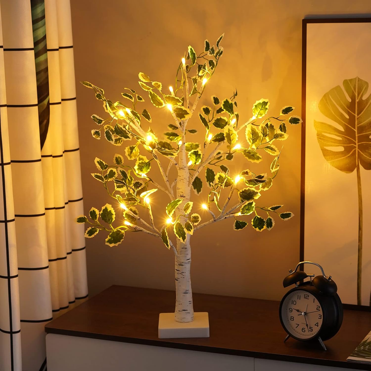 Birch Tree LED Table Lamp Warm White Tabletop Decor