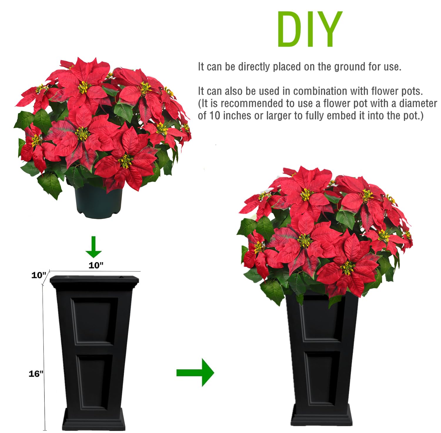 Artificial Christmas Poinsettia Topiary Tree