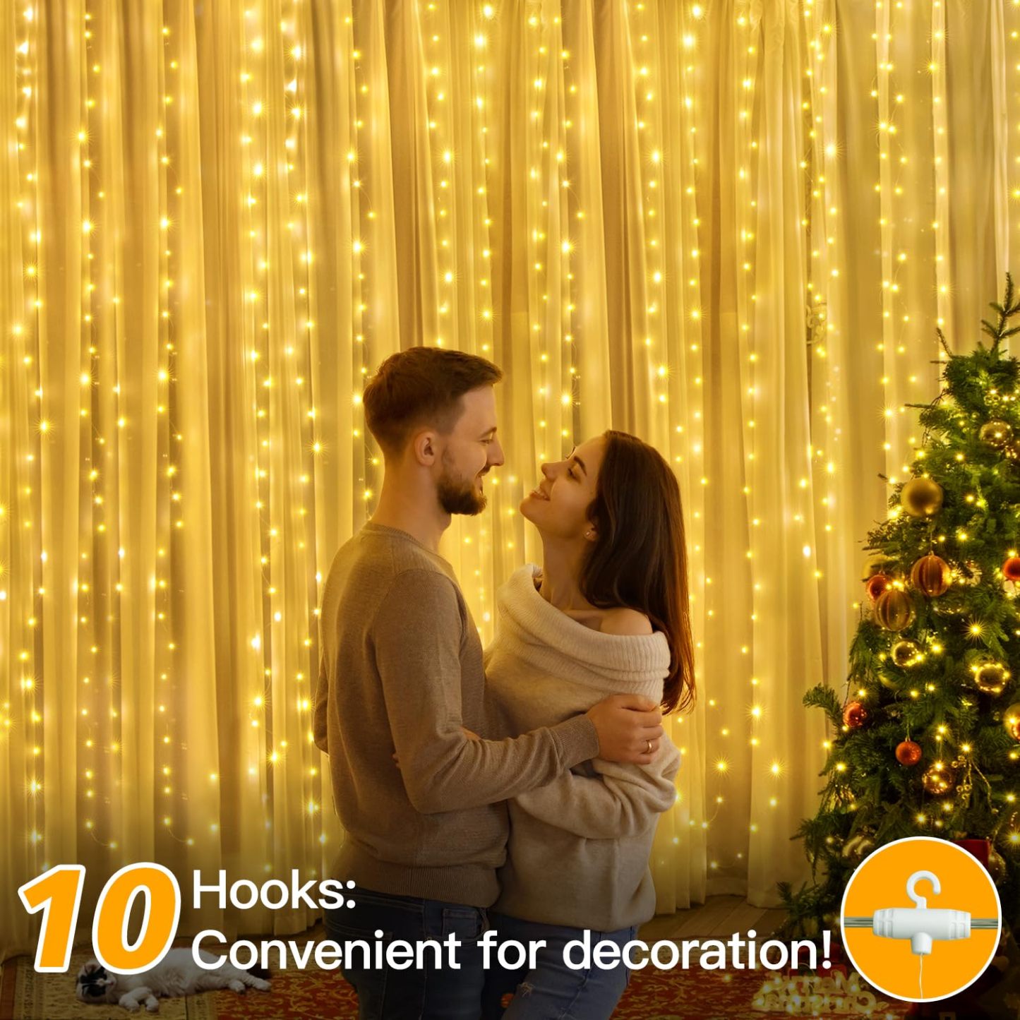 10FT 10FT Curtain Fairy Lights 300 LED Indoor Outdoor String Lights