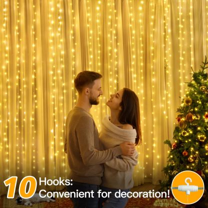 10FT 10FT Curtain Fairy Lights 300 LED Indoor Outdoor String Lights