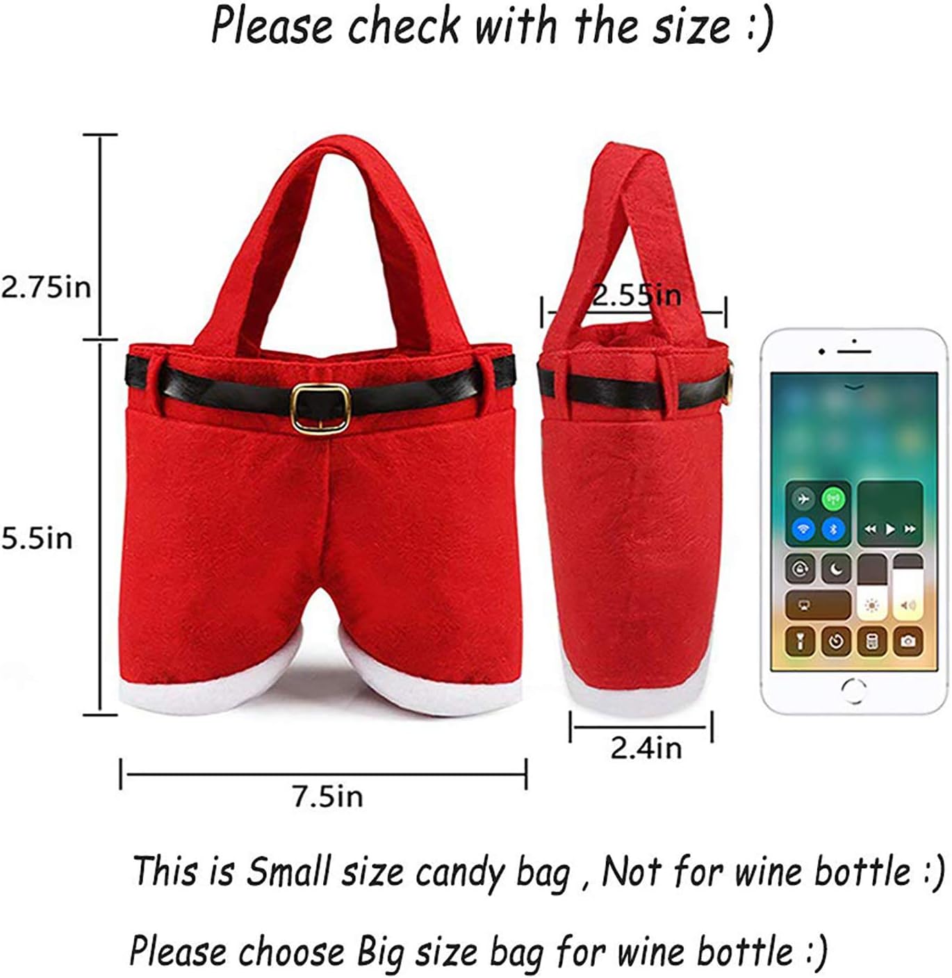 6PCS Santa Pants Christmas Gift and Treat Bags
