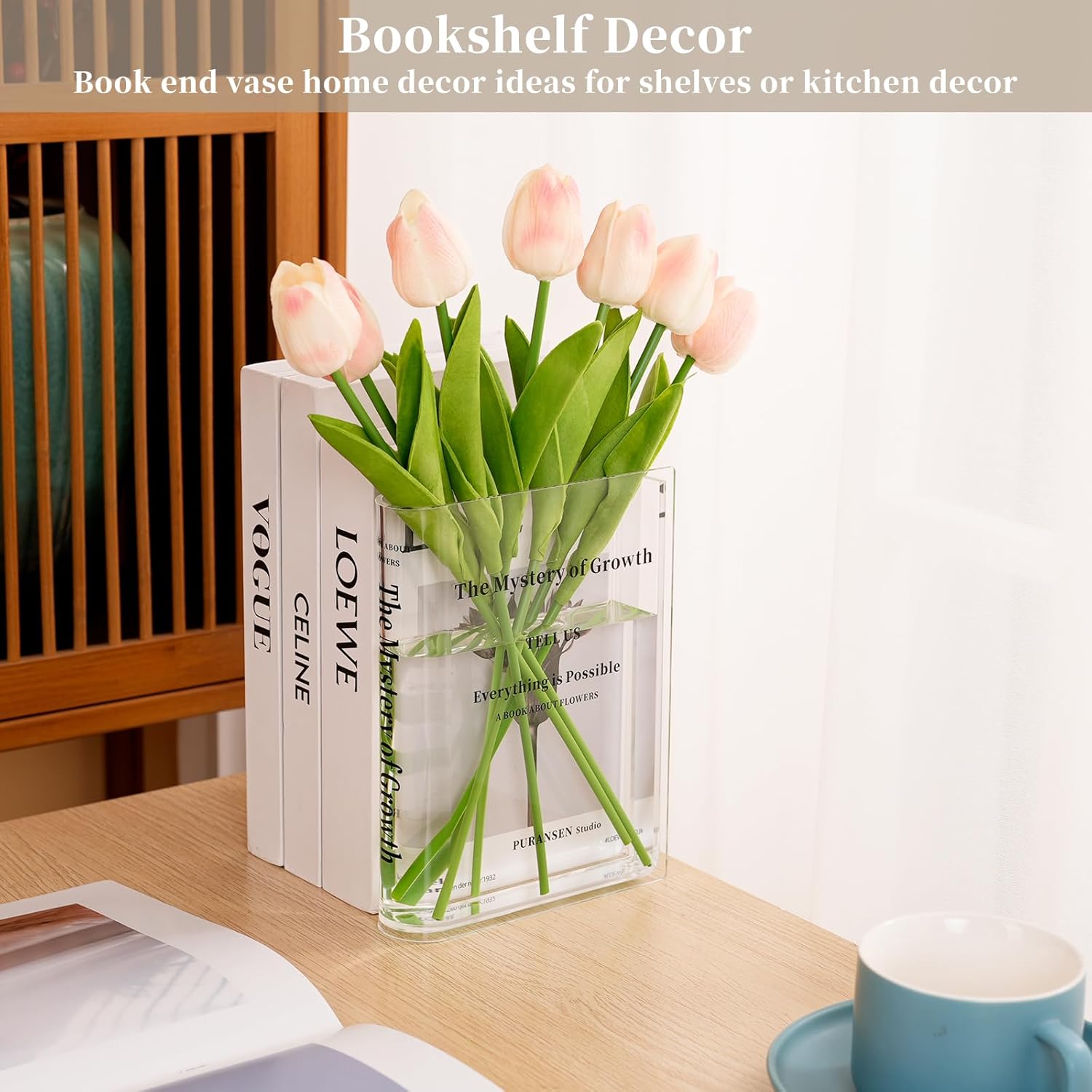 Clear Modern Bookend Acrylic Vase for Flowers
