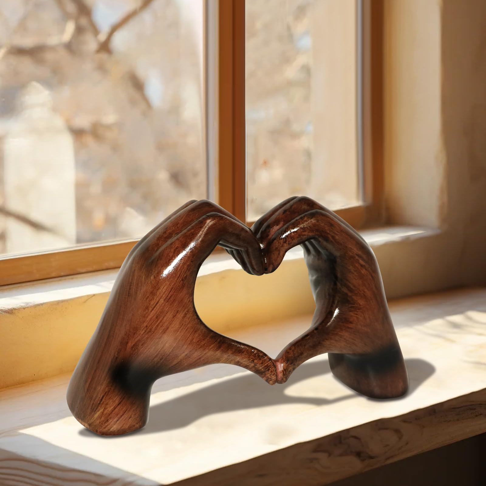 Love Hands Heart Sculpture for Tabletop Decor