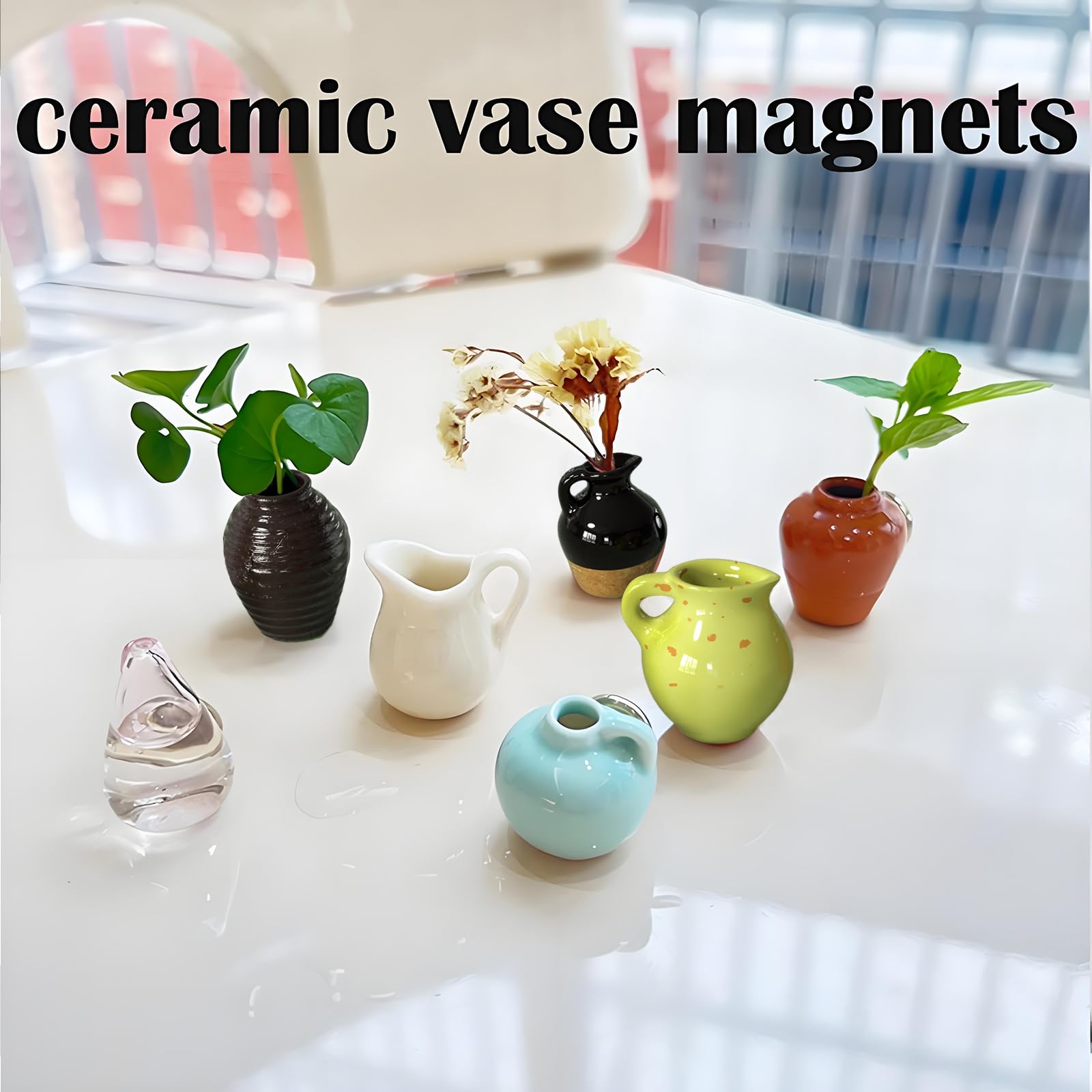 8 Pcs Cute 3D Mini Ceramic Vase Fridge Magnets