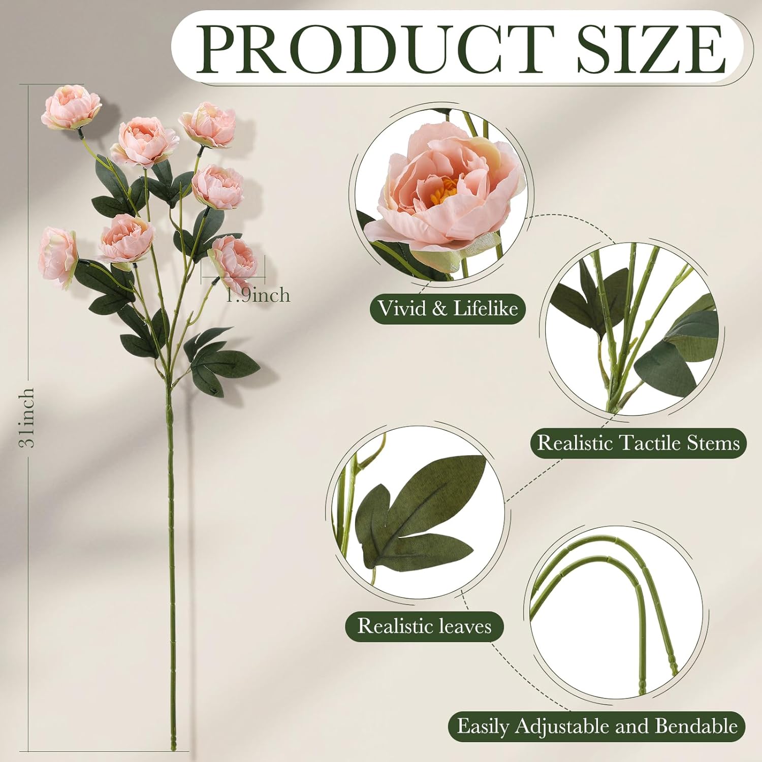 Artificial Peony Stems for Vase Styling