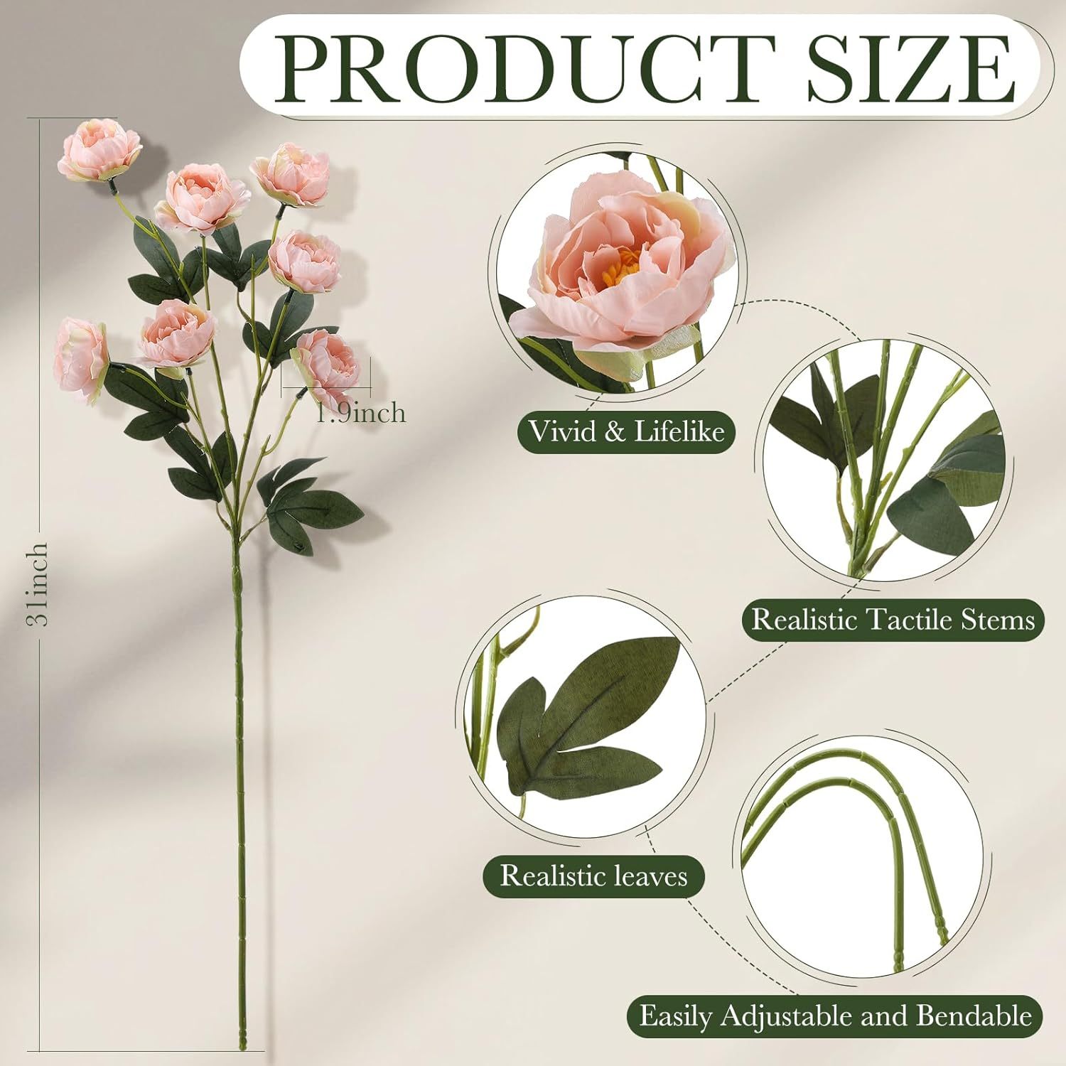 Artificial Peony Stems for Vase Styling