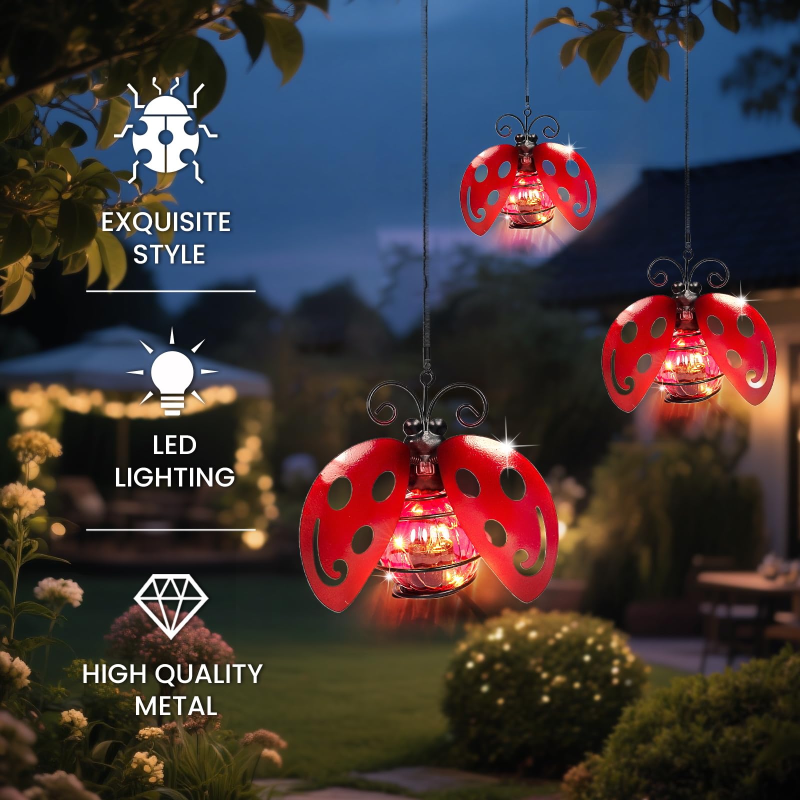 Solar Hanging Insect Lights LED Outdoor Waterproof